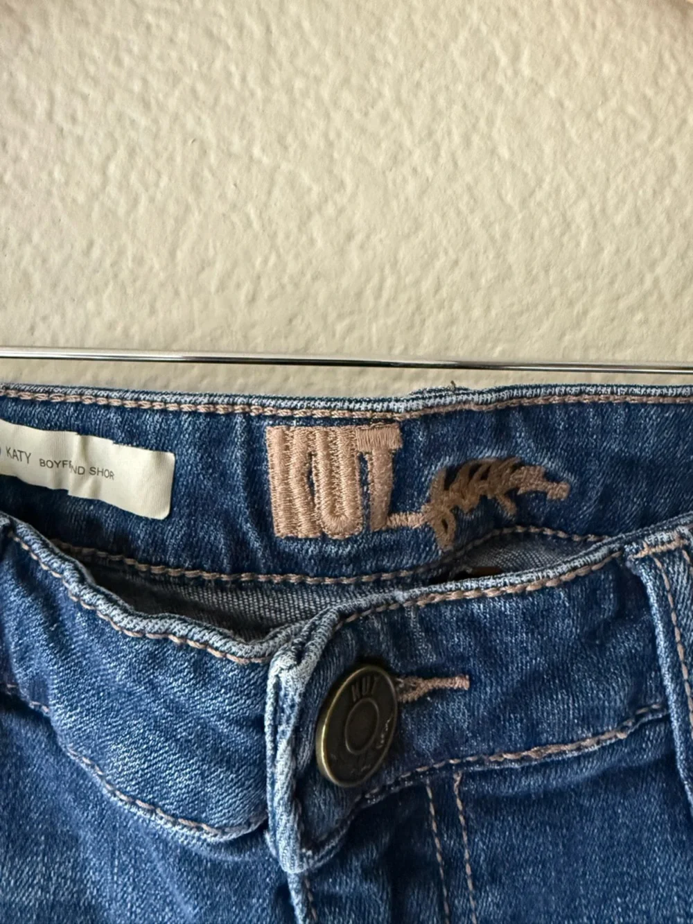 Kut from the Kloth Distressed Mid-Rise Dark Blue Denim Shorts